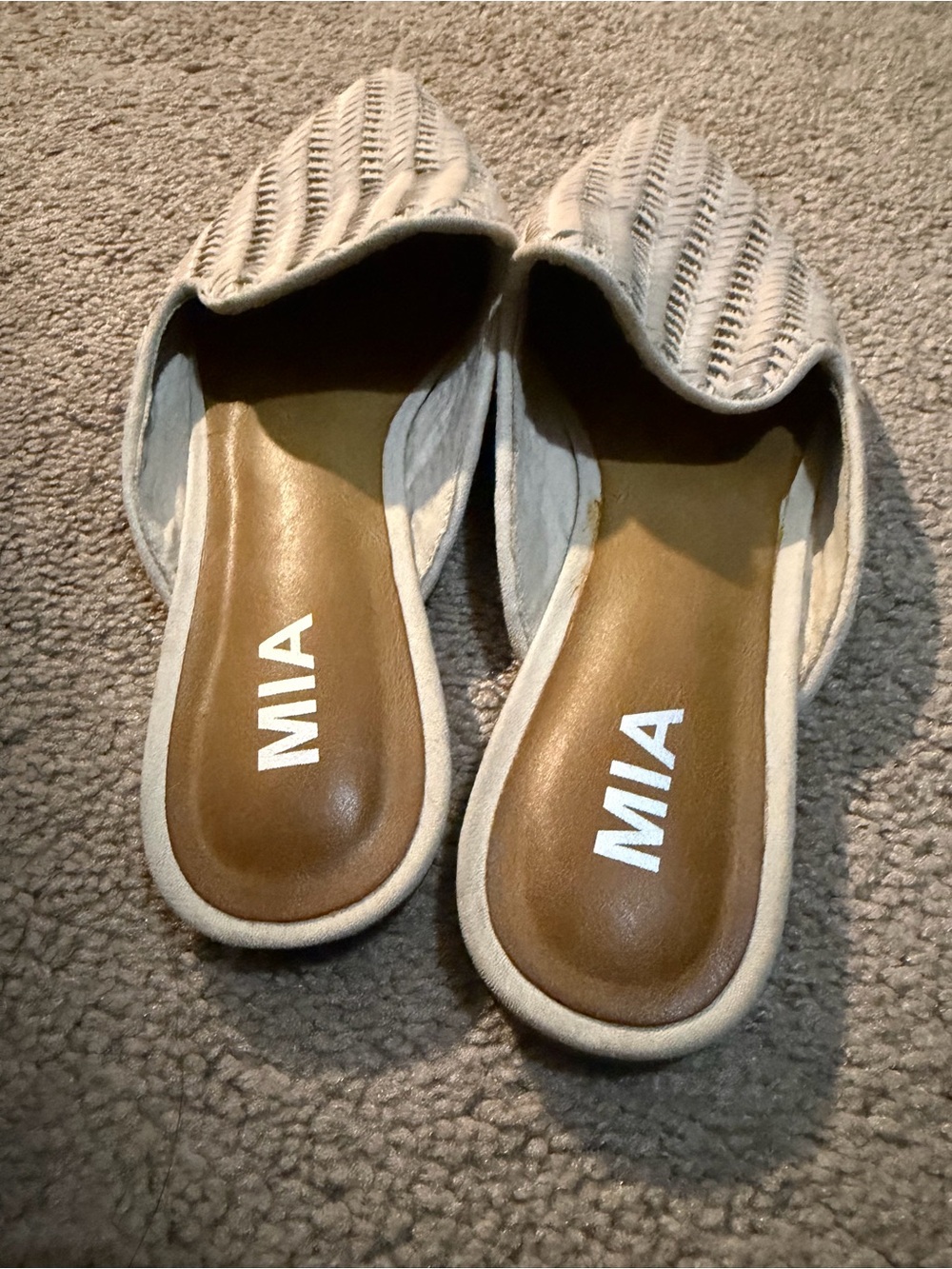 MIA Cream Woven Slip-On Mules